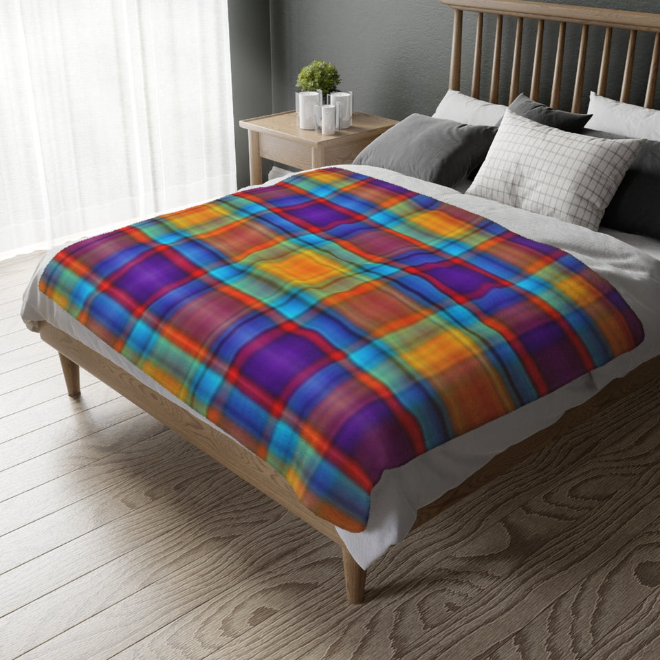 49CB  Colorful Plaid Blanket