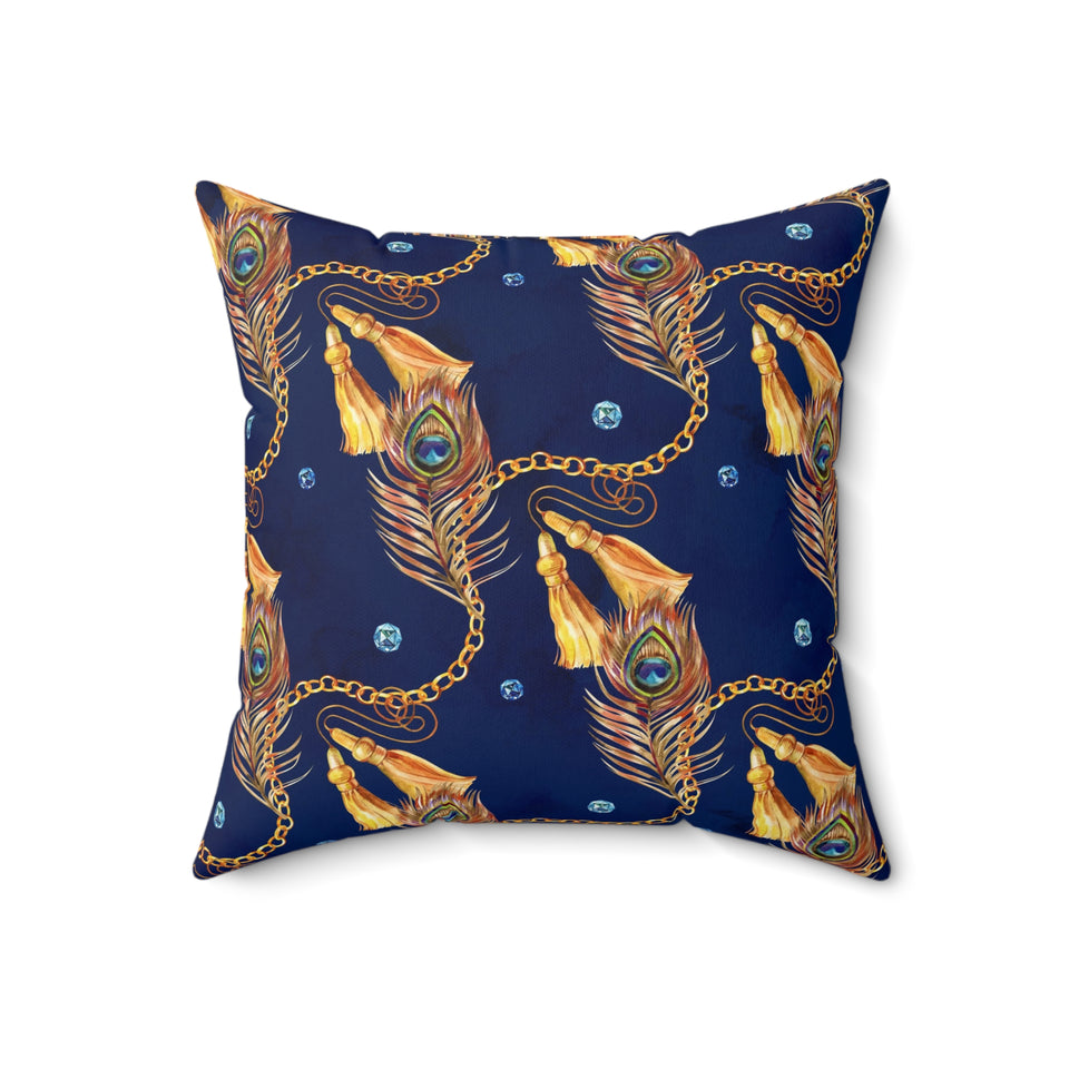 61PCF  Peacock Feather Pillow