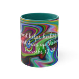 75CMSM  Colorful Marble Proverbs 17:22 Mug