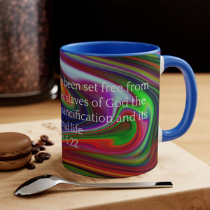 27CMSM  Colorful  Marble Romans 6:22 Mug