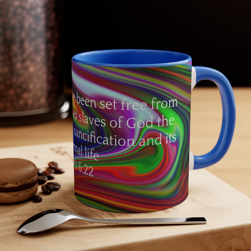 27CMSM  Colorful  Marble Romans 6:22 Mug