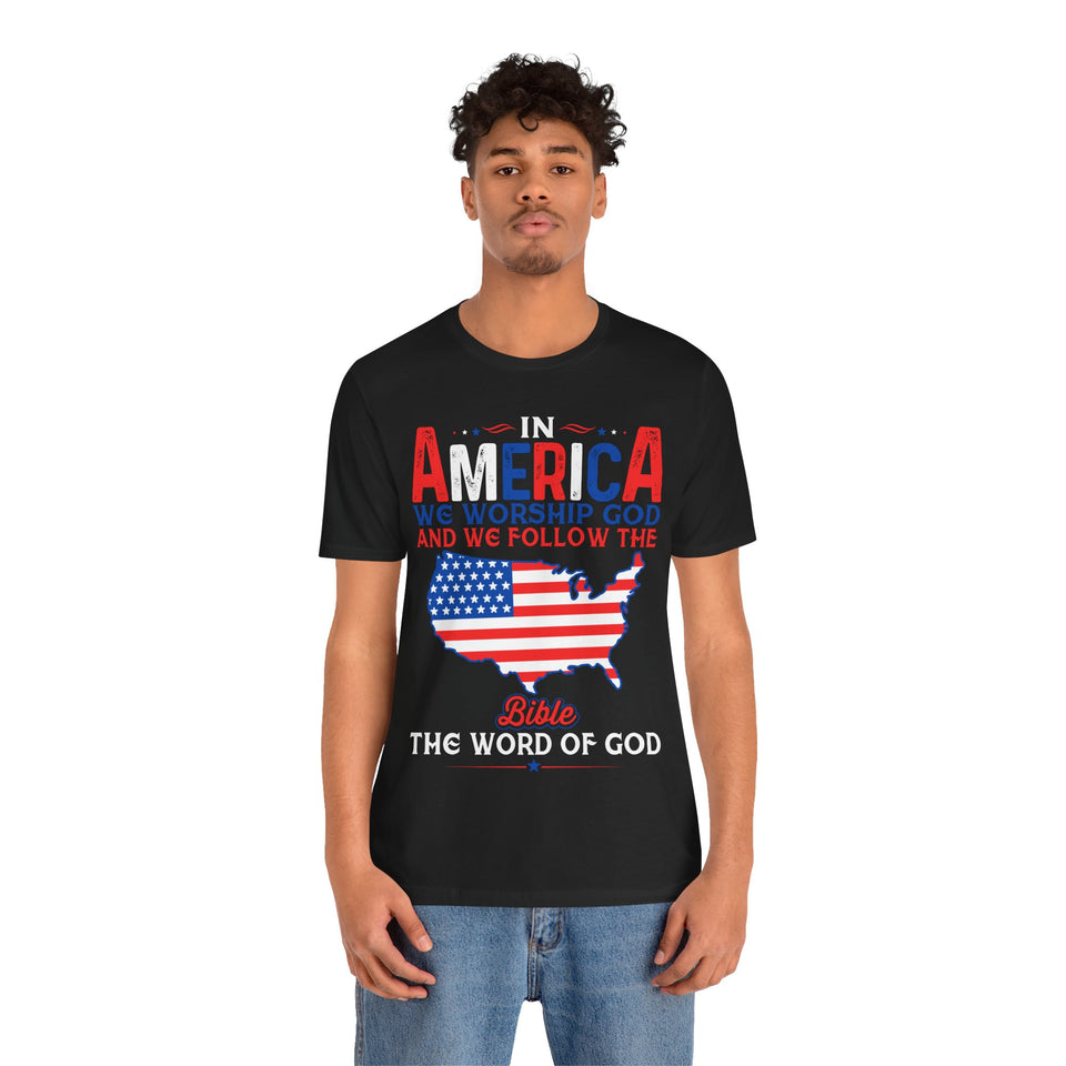 2USAR  In America We Worship God t shirt
