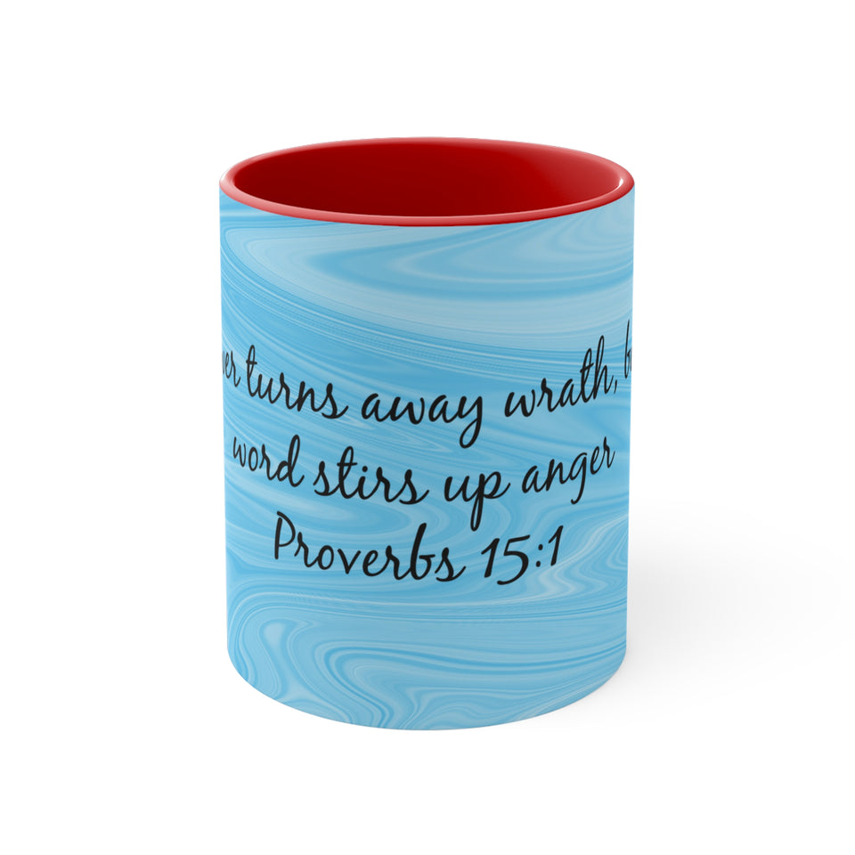 20CMSM  Colorful Marble Proverbs 15:1 Mug