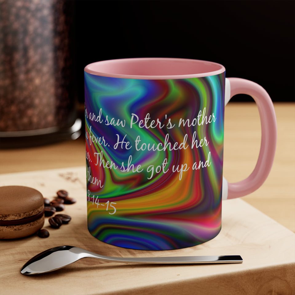 81CMSM   Colorful Marble Matthew 8:14-15 Mug