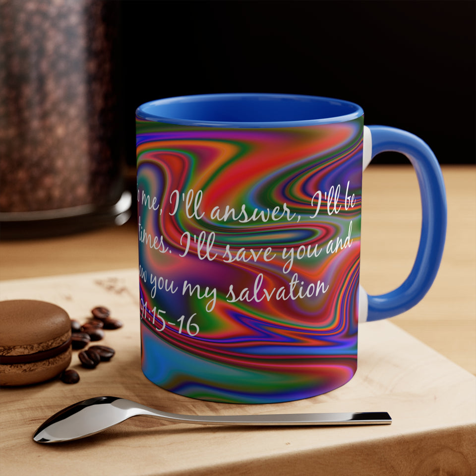 72CMSM  Colorful Marble Psalms 91:15-16  Mug