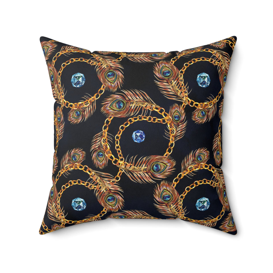 41PCF  Peacock Feather Pillow