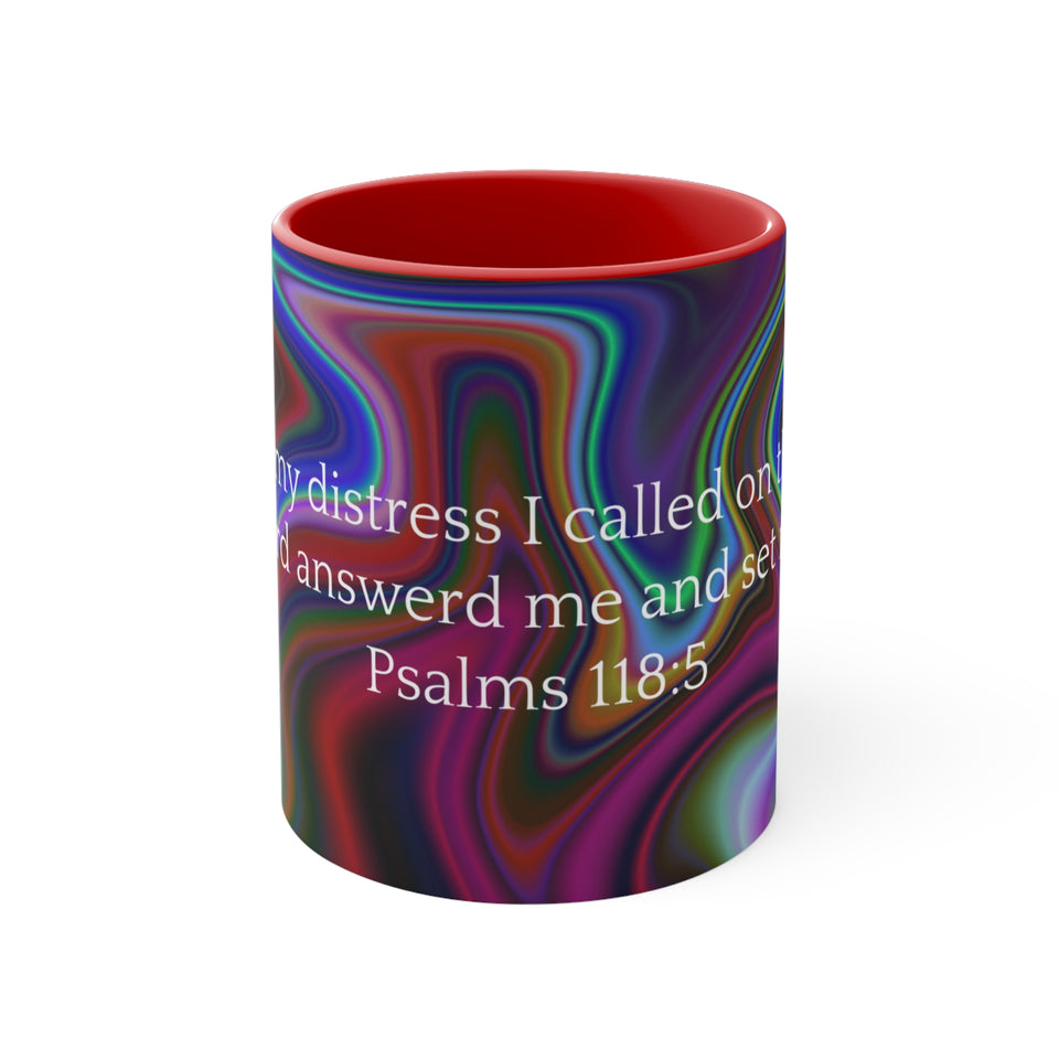 25CMSM  Colorful Marble Psalms 118:5 Mugs