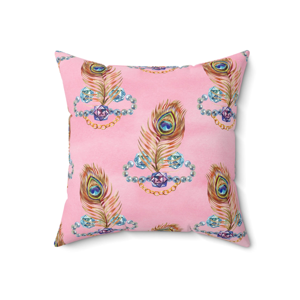 47PCF  Peacock Feather Pillow