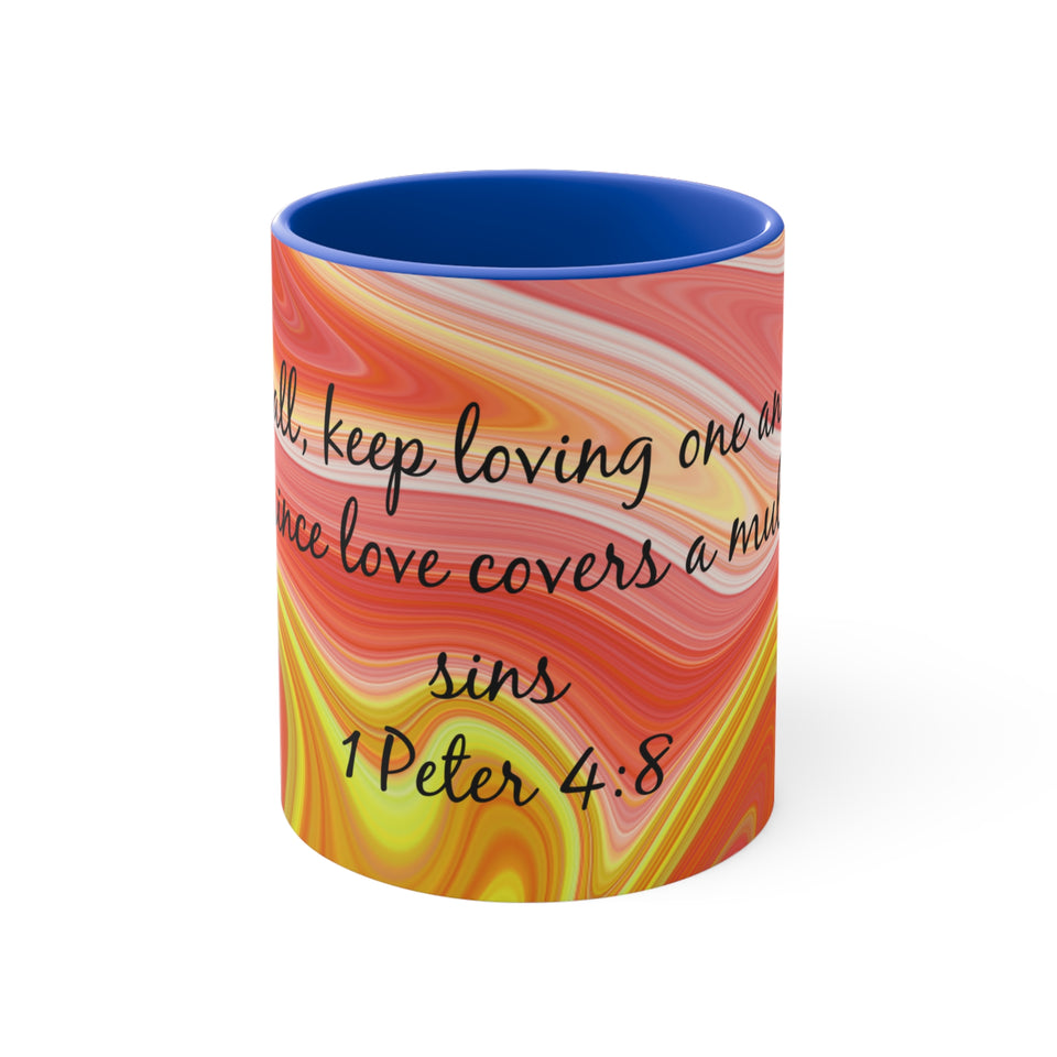 19CMSM  Colorful Marble 1 Peter 4:8 Mug