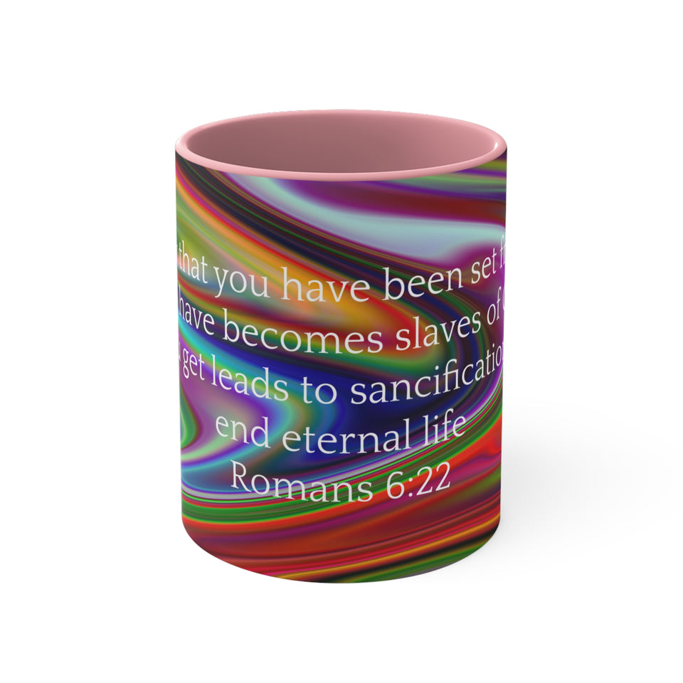 27CMSM  Colorful  Marble Romans 6:22 Mug