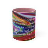 27CMSM  Colorful  Marble Romans 6:22 Mug