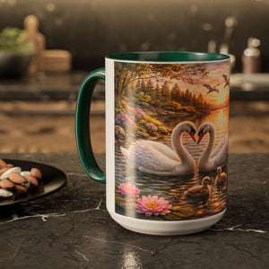 AM23  Swan Family Sunset Mug