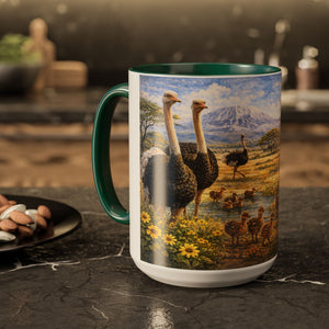 AM16  Ostrich Family Mug