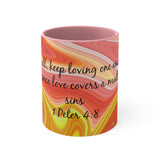 19CMSM  Colorful Marble 1 Peter 4:8 Mug