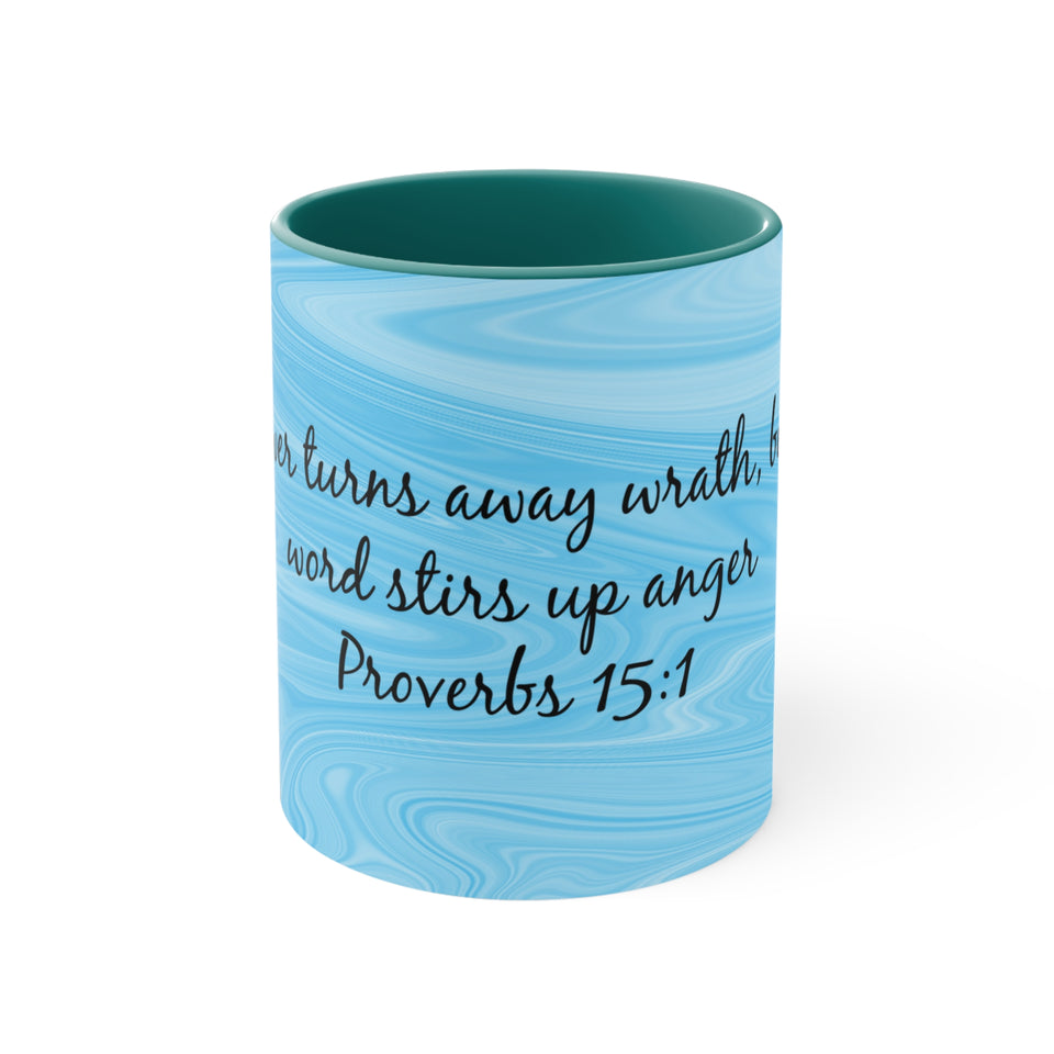 20CMSM  Colorful Marble Proverbs 15:1 Mug
