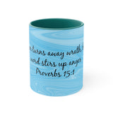 20CMSM  Colorful Marble Proverbs 15:1 Mug