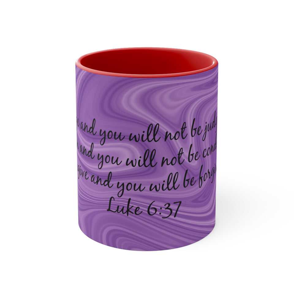 10CMSM  Colorful Marble and Luke 6:37 Mug