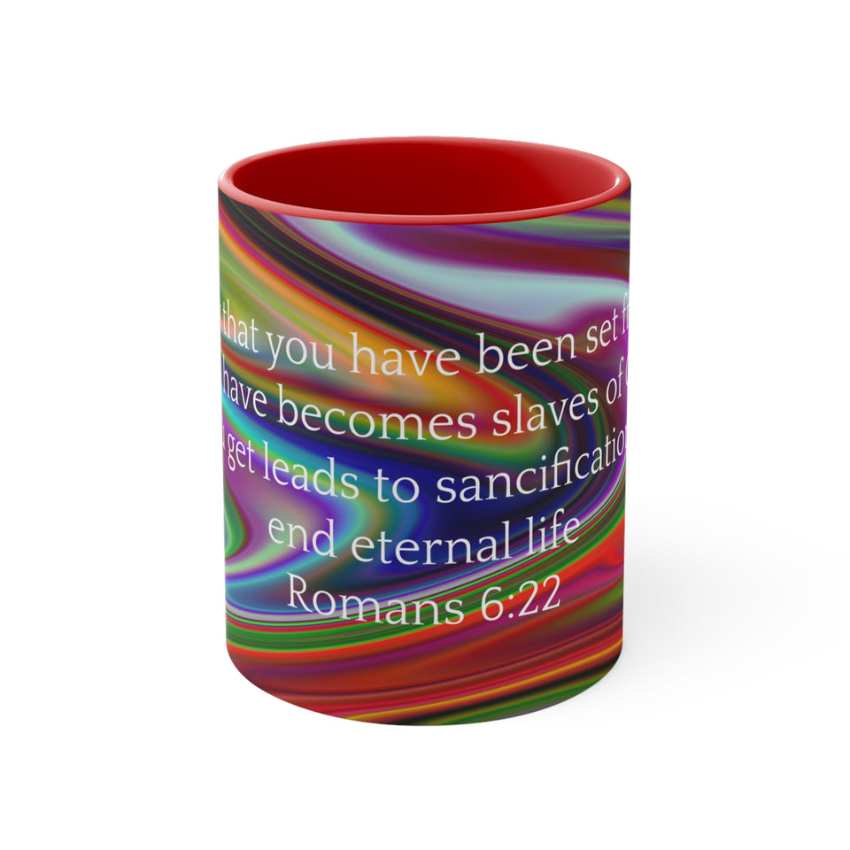 27CMSM  Colorful  Marble Romans 6:22 Mug