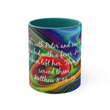 81CMSM   Colorful Marble Matthew 8:14-15 Mug