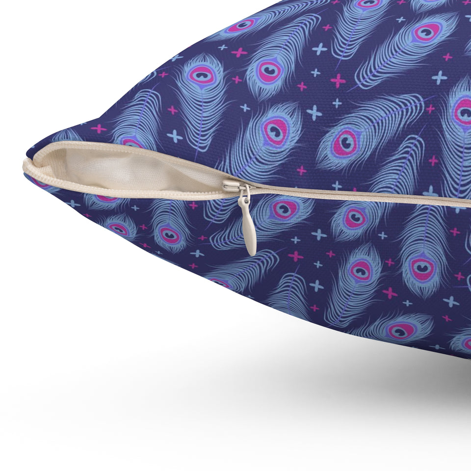 62PCF  Peacock Feather Pillow