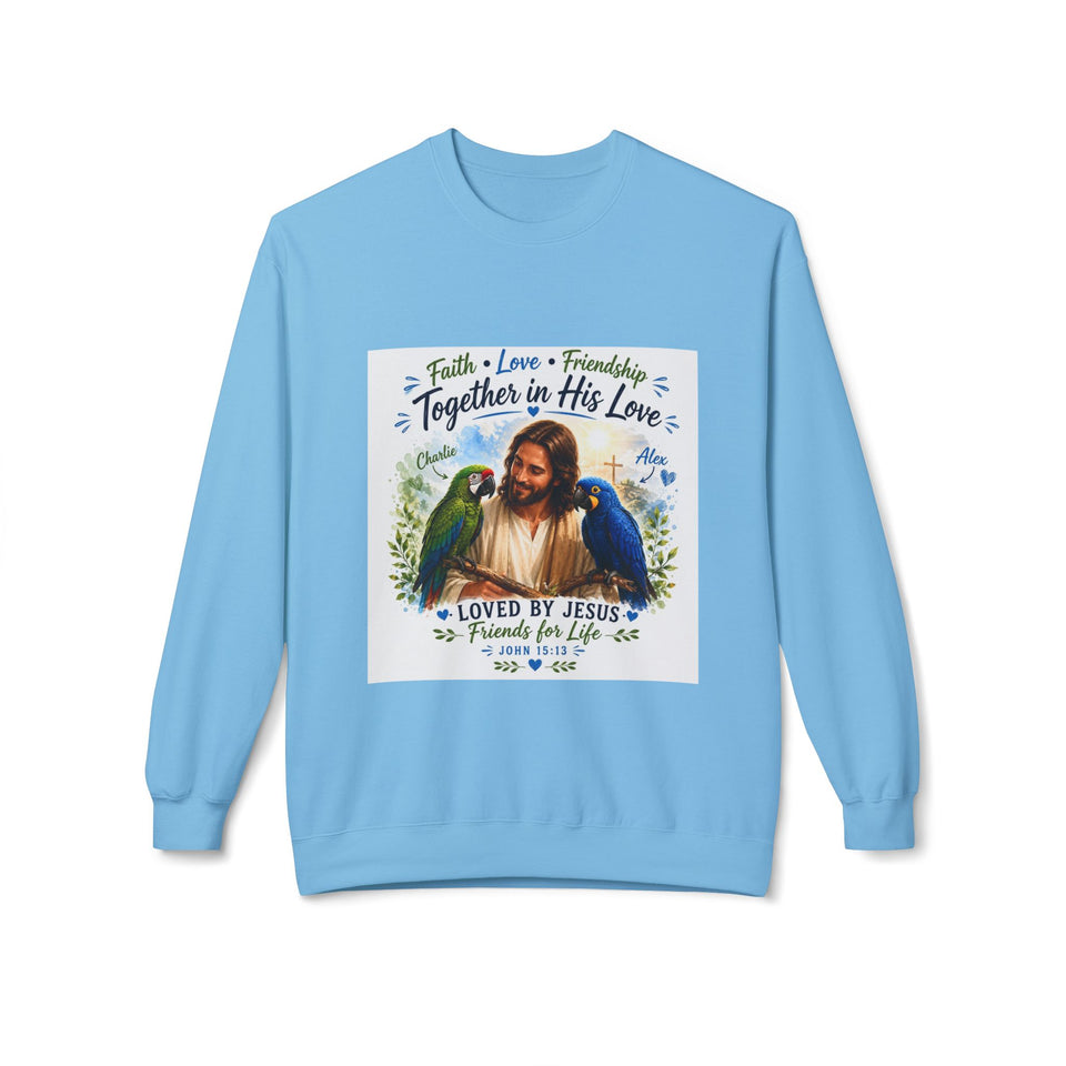Charlie & Alex with Jesus – Together in His Love Christian Sweatshirt CA23