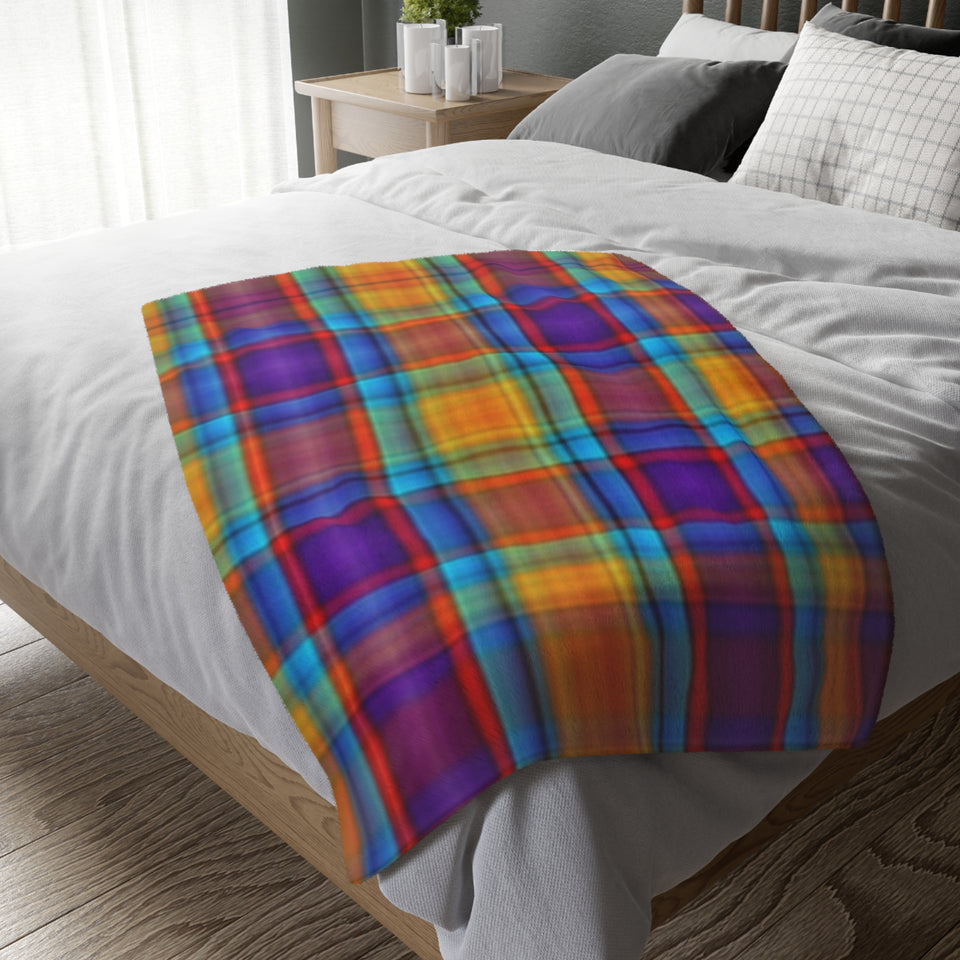 49CB  Colorful Plaid Blanket