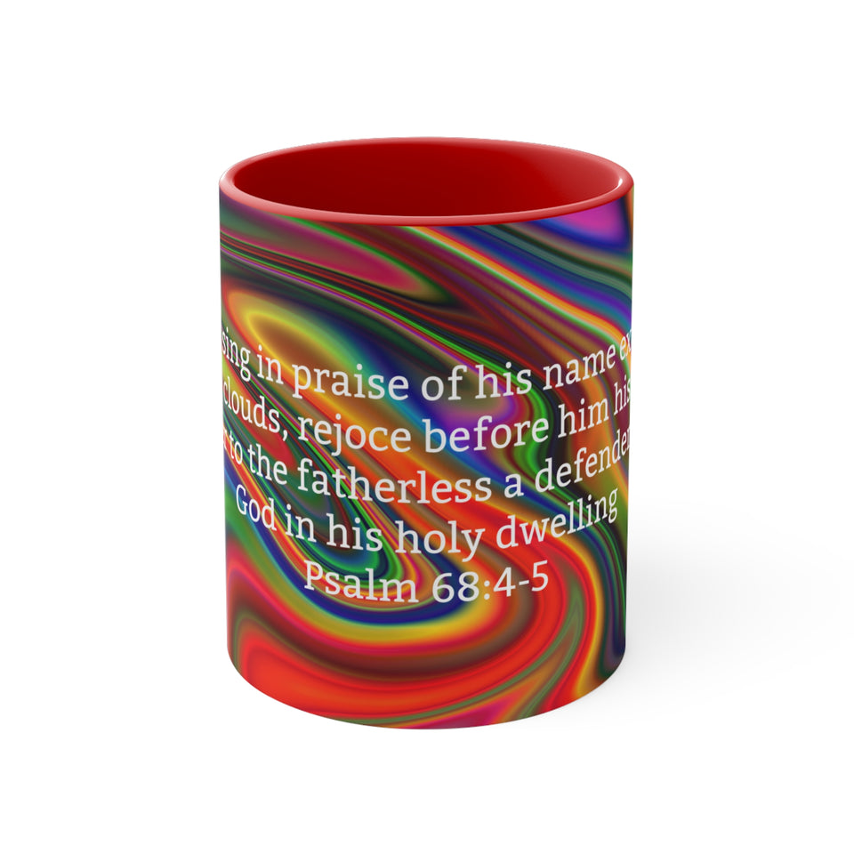 42CMSM Colorful Marble Psalms 68:4-5  Mug