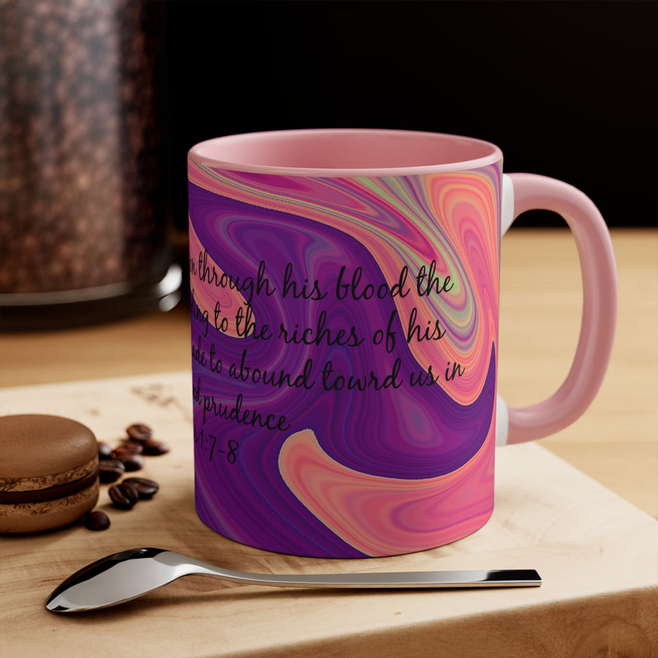 11CMSM  Colorful Marble Ephesians 1:7-8 Mug