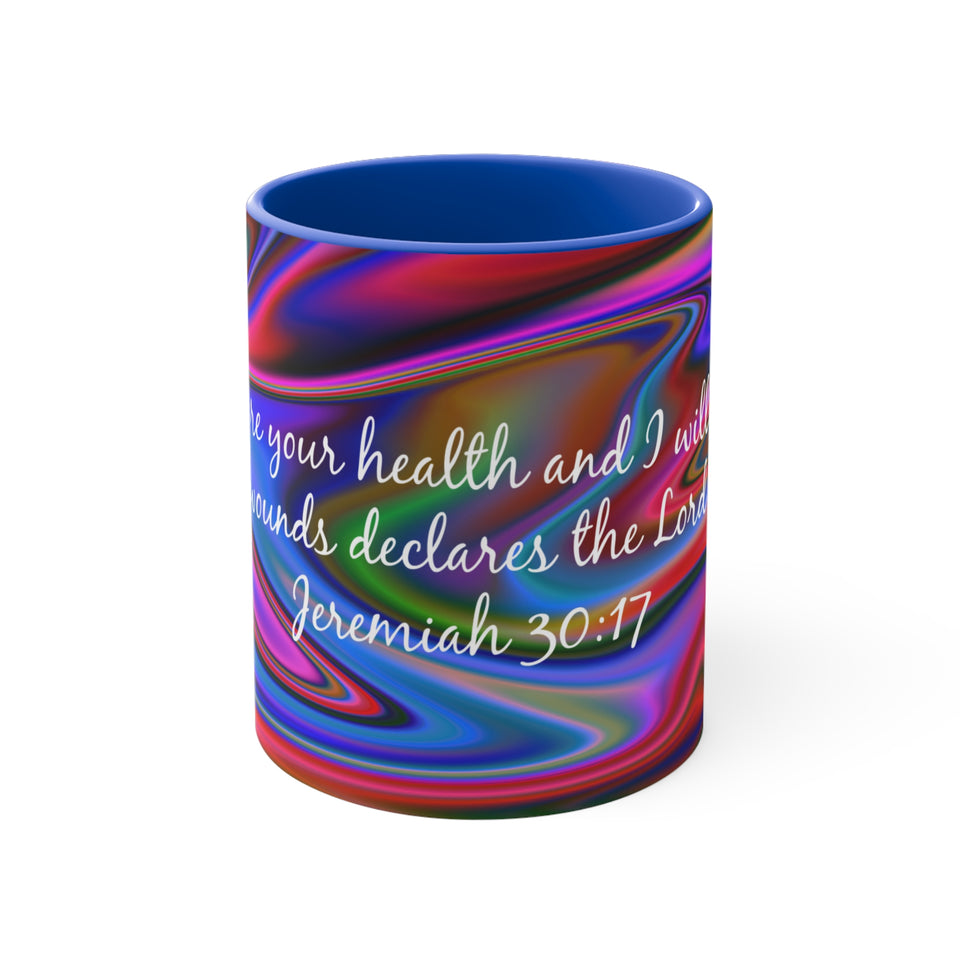 66CMSM  Colorful Marble Jeremiah 30:17 Mug