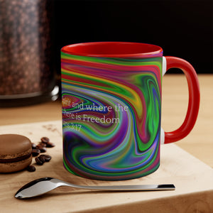 26CMSM  Colorful Marble 2 Corinthians 3:17  Mug
