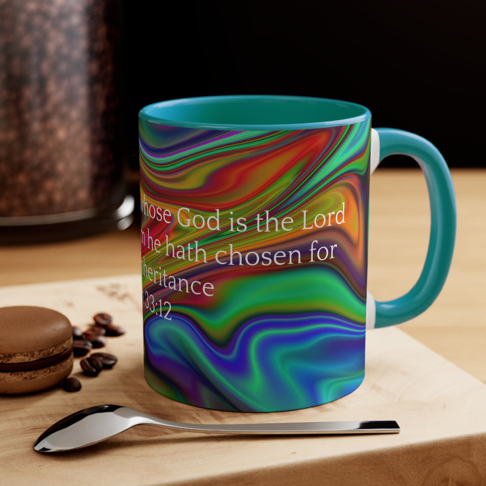 23CMSM  Colorful Marble Psalms 33:12 Mugs