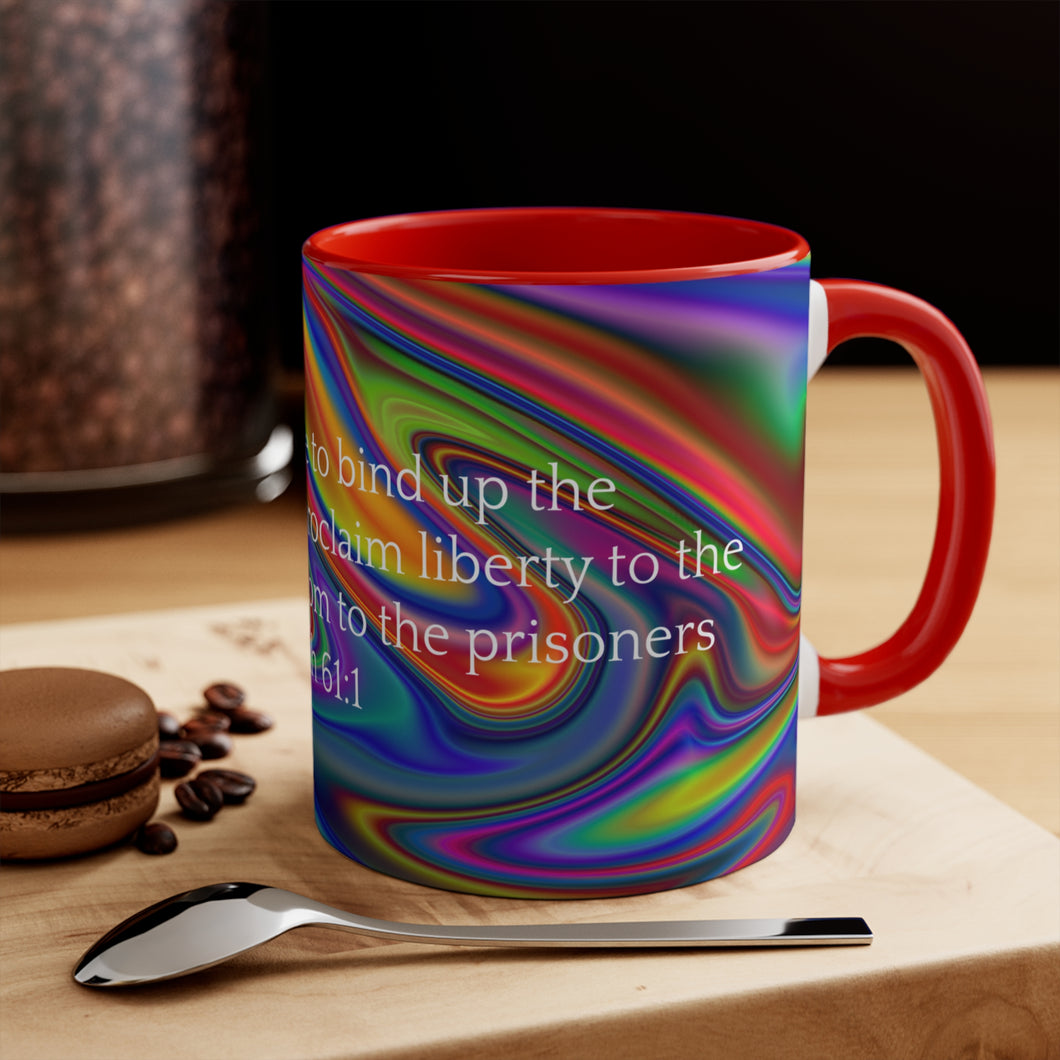 35CMSM  Colorful Marble Isaiah 61:1 Mug