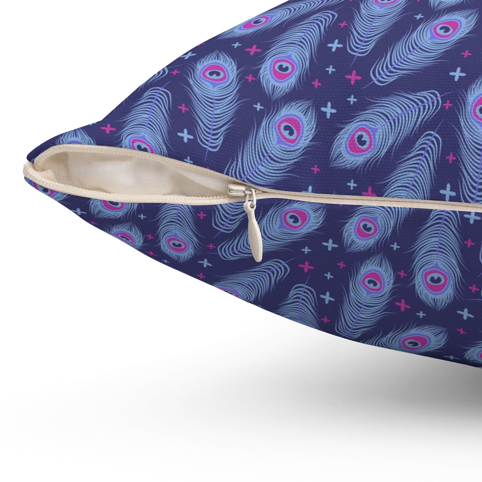 62PCF  Peacock Feather Pillow