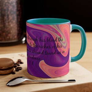11CMSM  Colorful Marble Ephesians 1:7-8 Mug