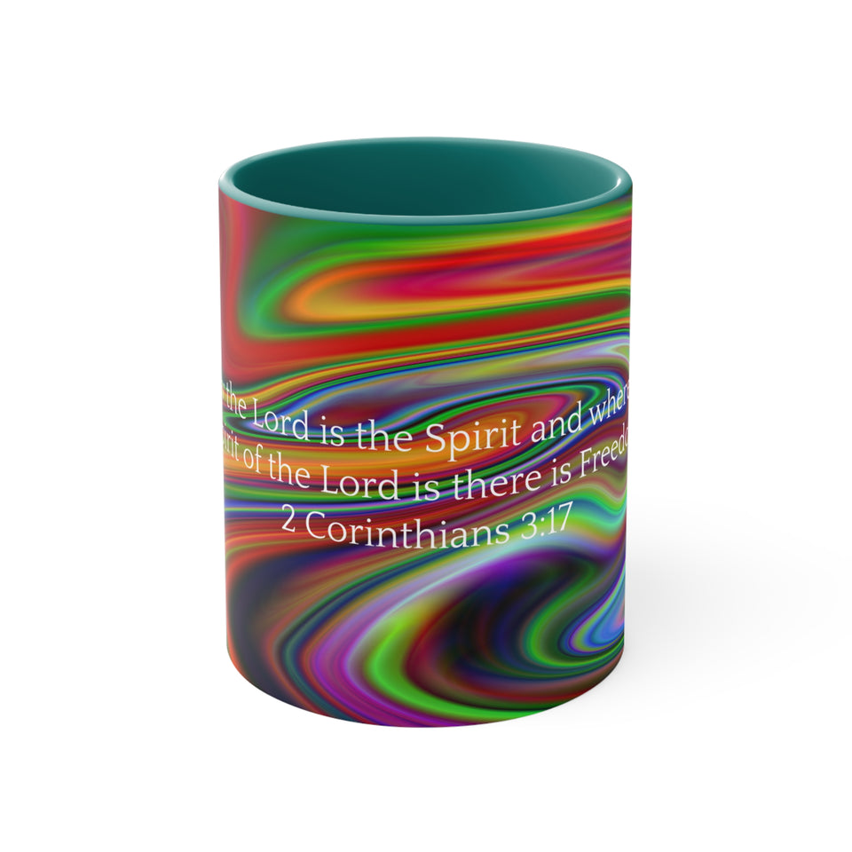 26CMSM  Colorful Marble 2 Corinthians 3:17  Mug