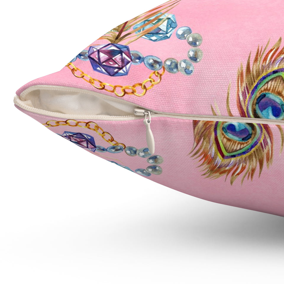 47PCF  Peacock Feather Pillow