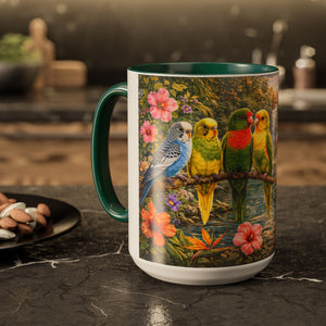 AM24  Colorful Parakeets Mug