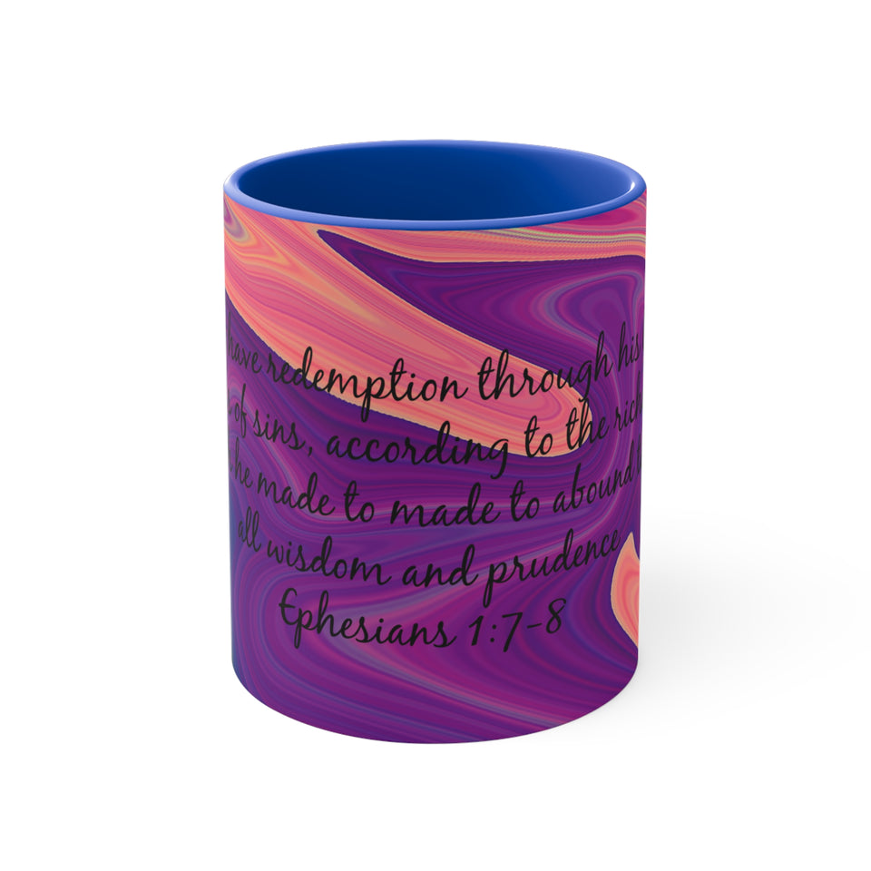 11CMSM  Colorful Marble Ephesians 1:7-8 Mug