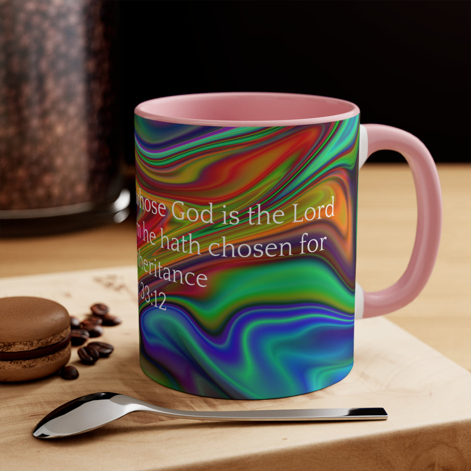 23CMSM  Colorful Marble Psalms 33:12 Mugs