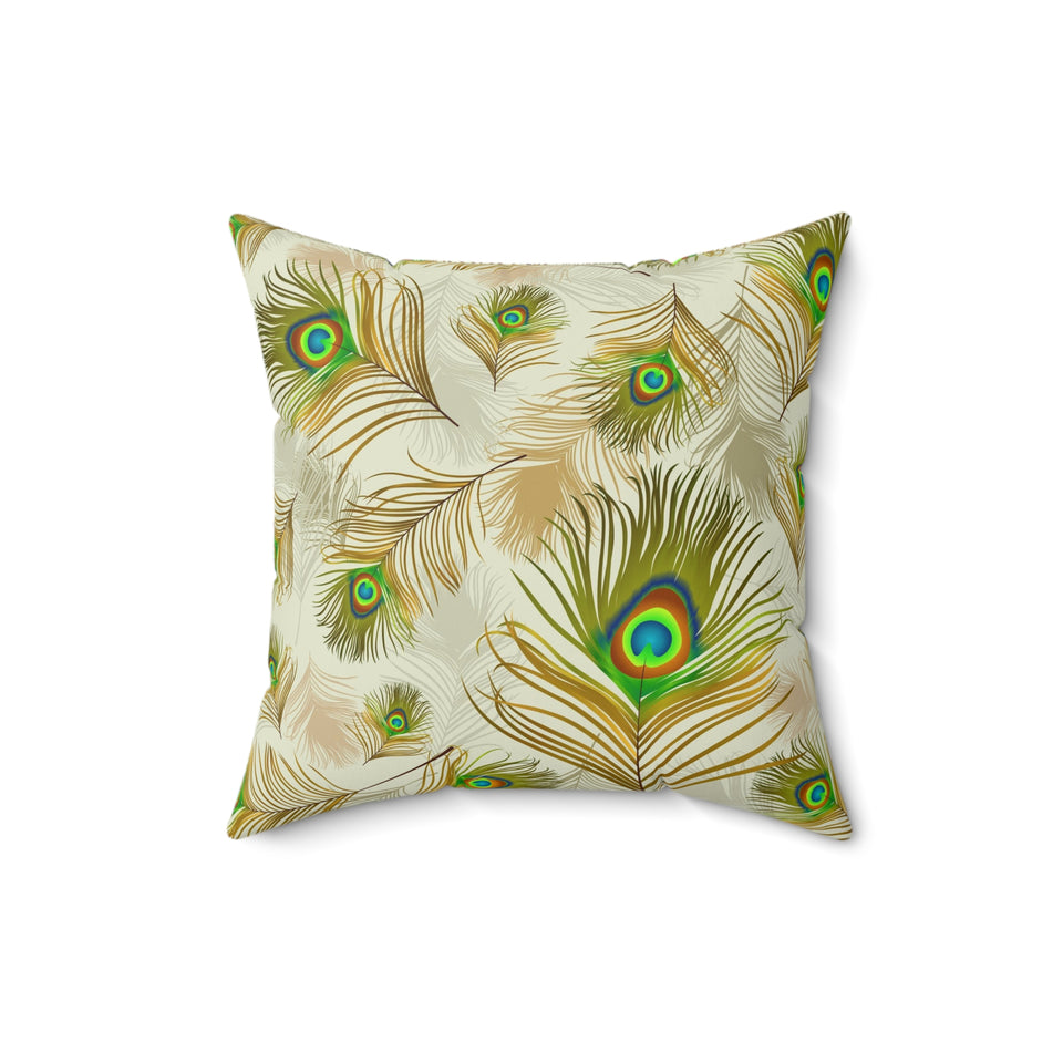 55PCF  Peacock Feather Pillow