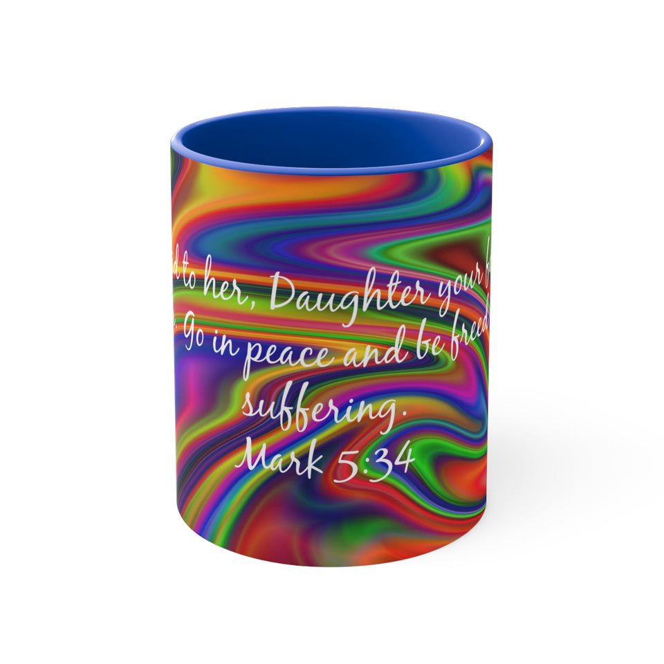 70CMSM  Colorful Marble Mark 5:34 Mug