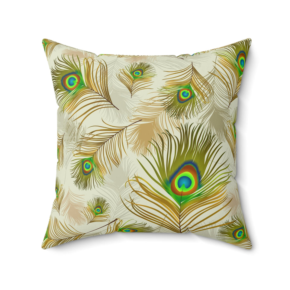 55PCF  Peacock Feather Pillow