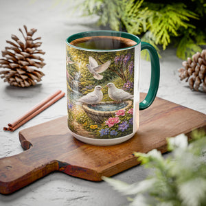 AM19  White Doves Garden Mug