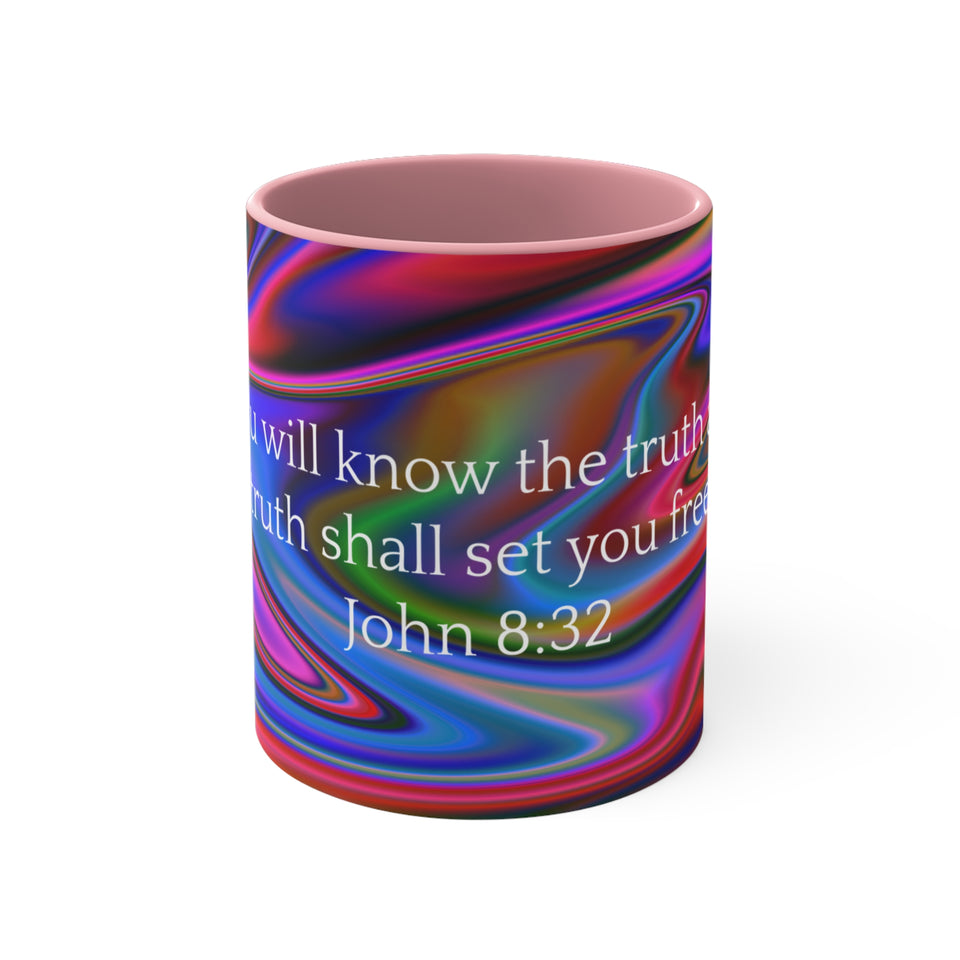 34CMSM  Colorful Marble John 8:32 Mug