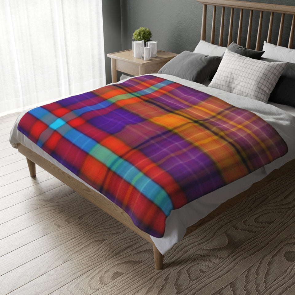 37CB  Colorful Plaid Blanket