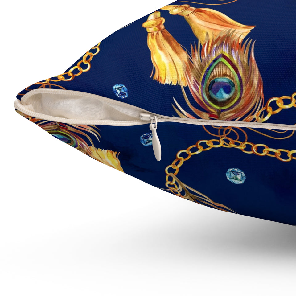 61PCF  Peacock Feather Pillow