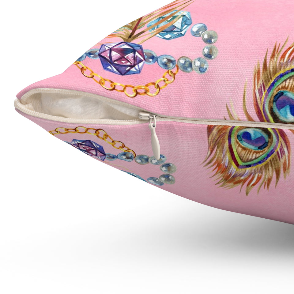 47PCF  Peacock Feather Pillow