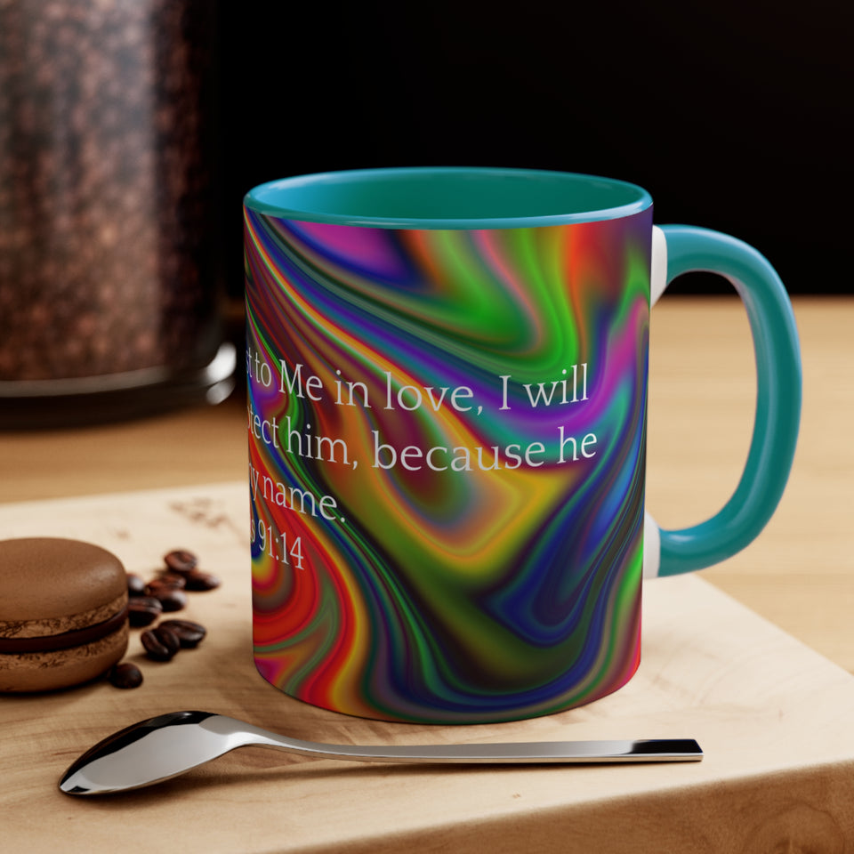 37CMSM  Colorful Marble Psalms  91:14 Mug