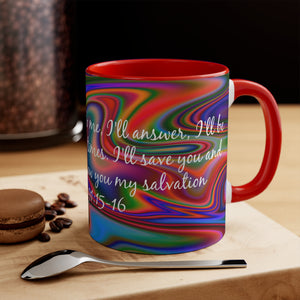 72CMSM  Colorful Marble Psalms 91:15-16  Mug