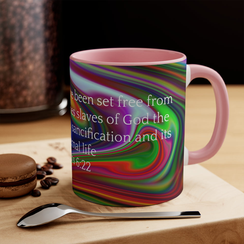 27CMSM  Colorful  Marble Romans 6:22 Mug